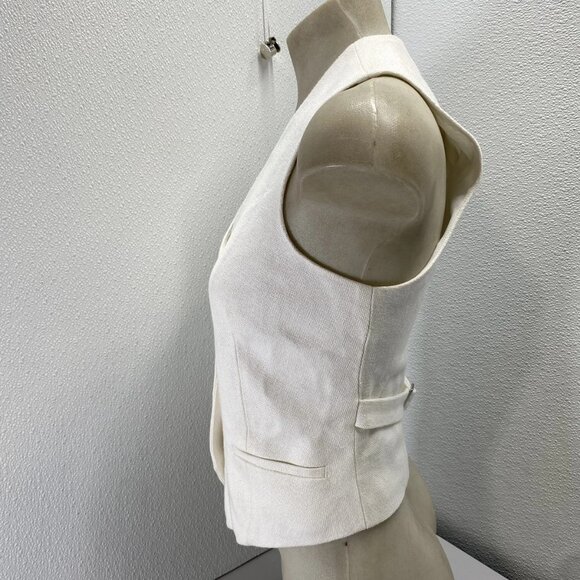 Reiss Women’s Devon Linen Twill Tailored Vest Size 2 White — Fully Lined - Picture 9 of 12